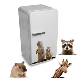 3D cute little animals wall sticker toilet cupboard fridge decorations wallpaper home decor little mouse giraffe animal stickers
