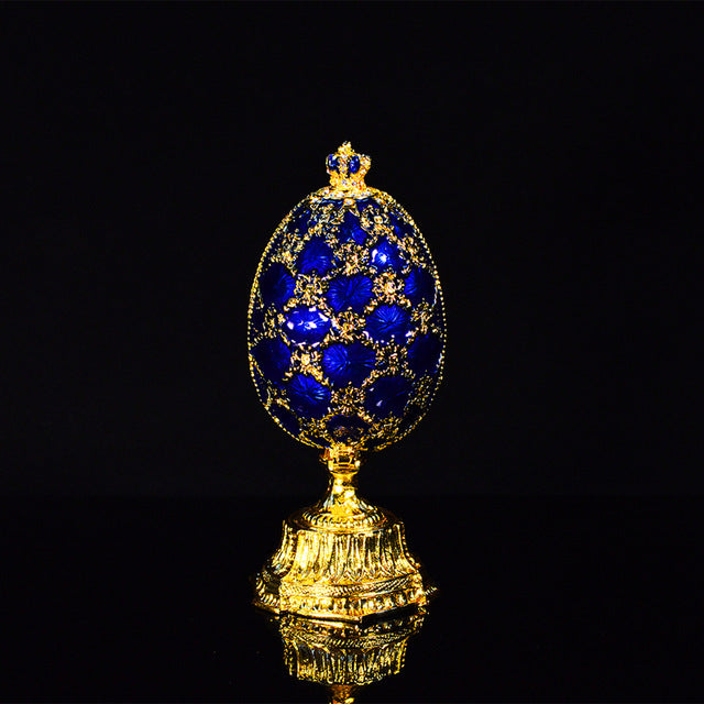 QIFU Russia Red Blue Green Faberge Egg and Miniature Castle in Crafts for Home Decor Gift